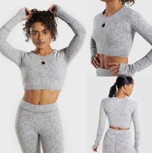 Gymshark Fleur texture long sleeve crop top Size:...
